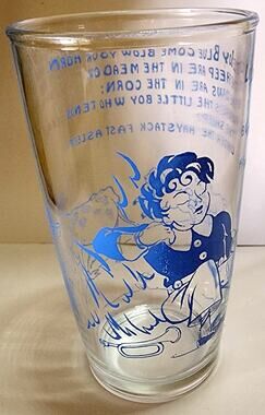 Little Boy Blue Hazel Atlas Glass Co Nursery Rhyme Sheep Cow VTG Juice Glass